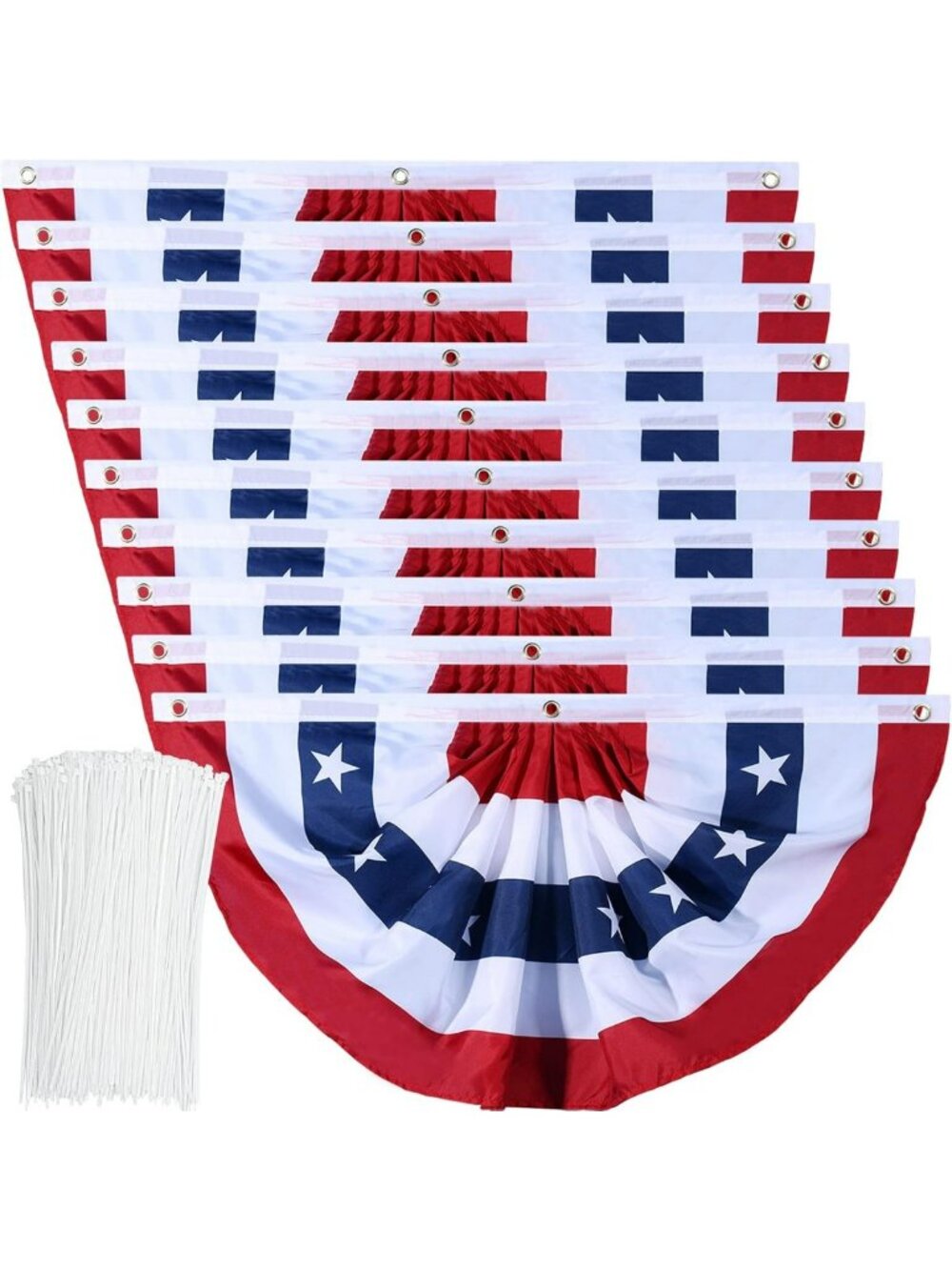 Patriotic American Flag Bunting - Pleated Fan Decor for 4th of July & Memorial